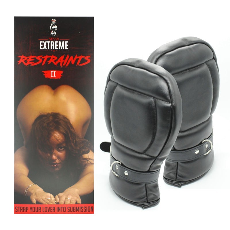 GUANTES DE PUÑO BONDAGE CUERO SINTÉTICO ACOLCHADO 