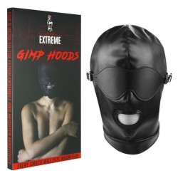 Leather Gimp Mask Hood with Mouth Open