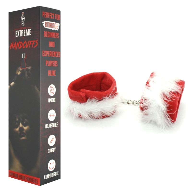 RED PLUSH FEATHERED SOFT HANDCUFFS