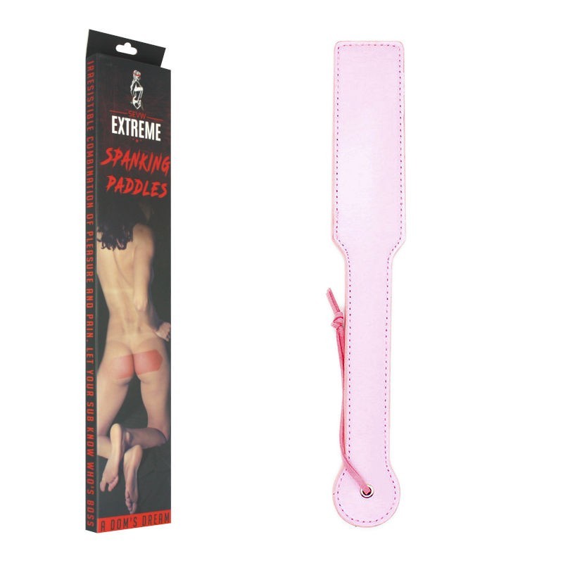 PLAIN FAUX LEATHER SPANKING PADDLE - PINK