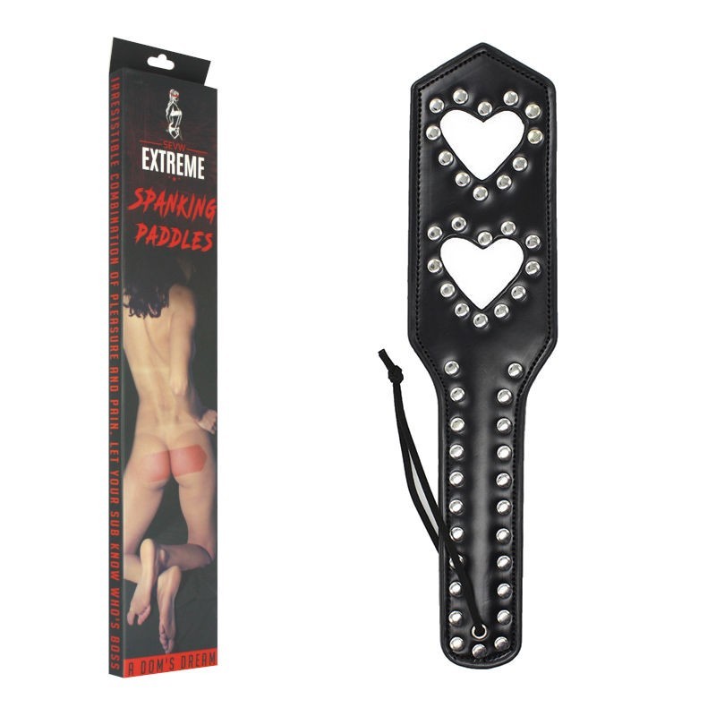 STUDDED HEARTS SPANKING PADDLE