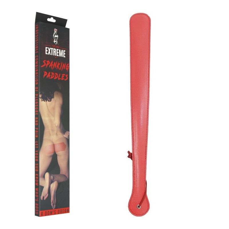 FAUX LEATHER LONG SPANKING PADDLE – RED