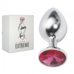 BUTTPLUG ROSEBUD PRATEADO COM CRISTAL VERMELHO – PEQUENO