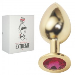 ROSEBUD GOLD BUTTPLUG WITH RED CRYSTAL - LARGE