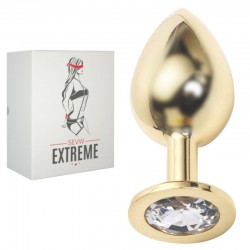 ROSEBUD GOLD BUTTPLUG WITH WHITE CRYSTAL - LARGE