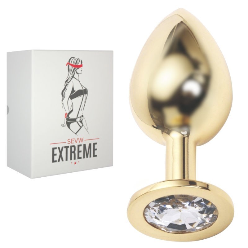 BUTTPLUG ROSEBUD DORADO CON CRISTAL BLANCO – LARGO