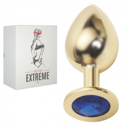 ROSEBUD GOLD BUTTPLUG WITH BLUE CRYSTAL - LARGE