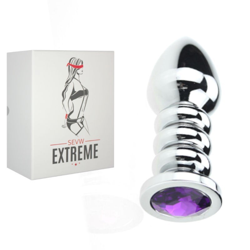 SEVW EXTREME BDSM - SCREW ANAL BUTT PLUG PURPLE CRYSTAL 