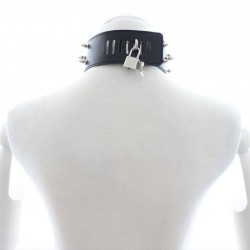 Spiked Leather Collar With Leash