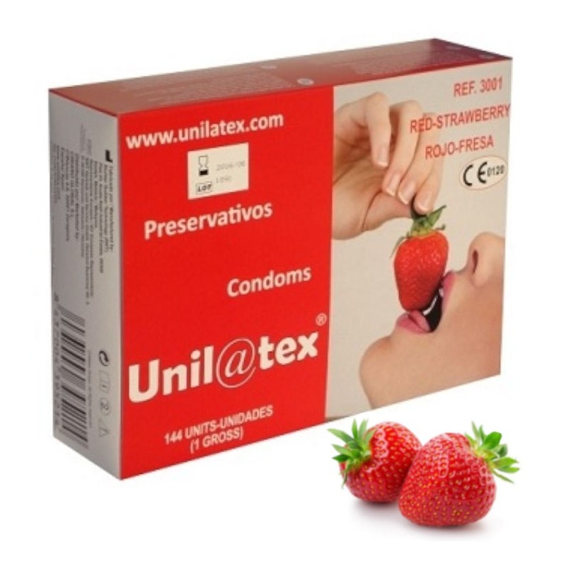 Box of 144 Red Strawberry condoms