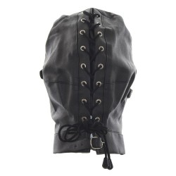 Fetish Black Hood Full Mask Eyes Mouth Detachable w/ gag ball UNISEX