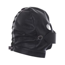 Leather Gimp Mask Hood with Eyes Open