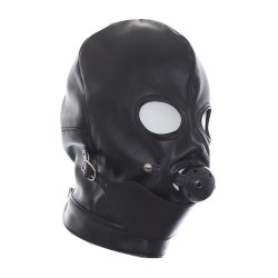 Leather Gimp Mask Hood with Eyes Open