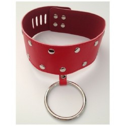 Leather Collar Red, with...