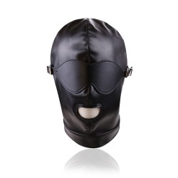 Leather Gimp Mask Hood with Mouth Open